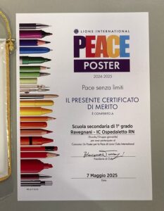 Attestato di partecipazione al concorso "Un poster per la pace"